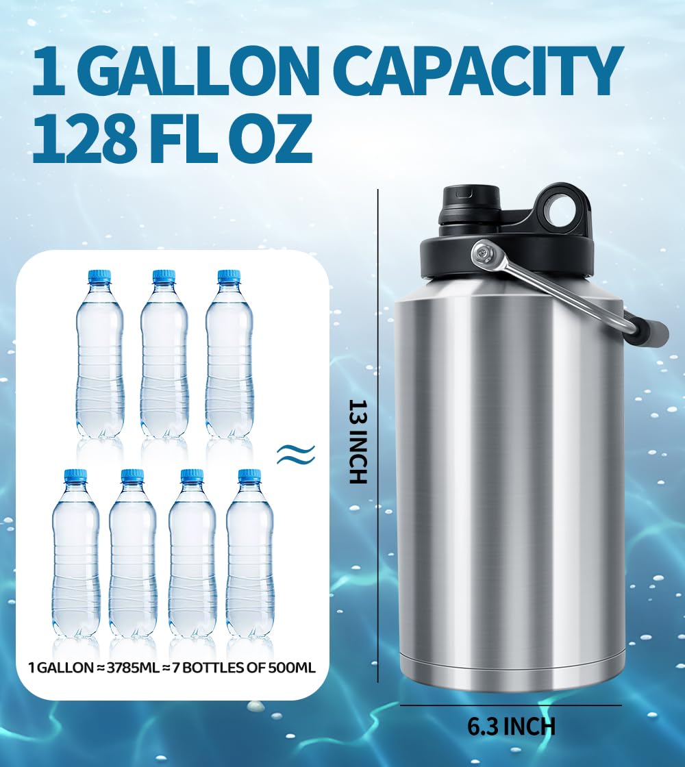 GAGANIU insulated stainless steel bottle with wide mouth for ice.