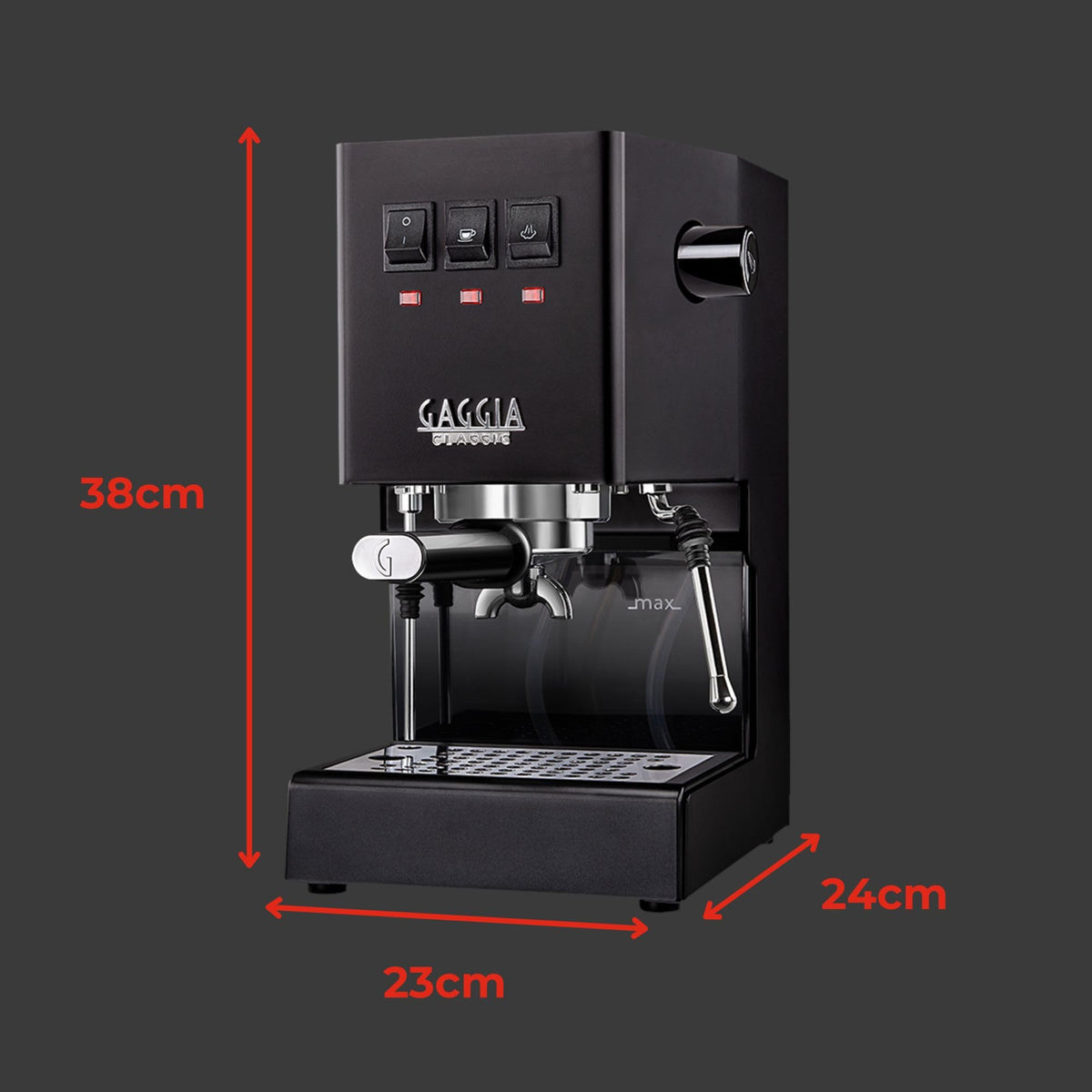 Gaggia Classic Evo Pro compact body design ideal for home baristas.