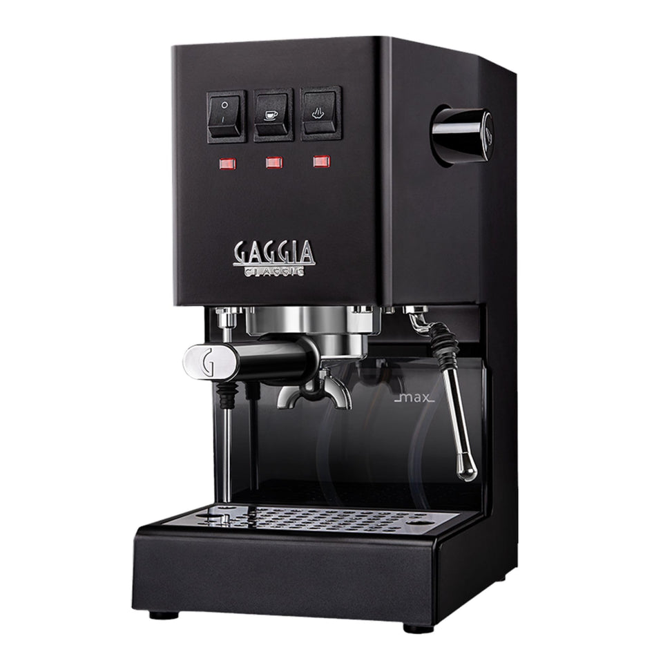 Gaggia Classic Evo Pro front view with durable steel housing for long-lasting performance.
