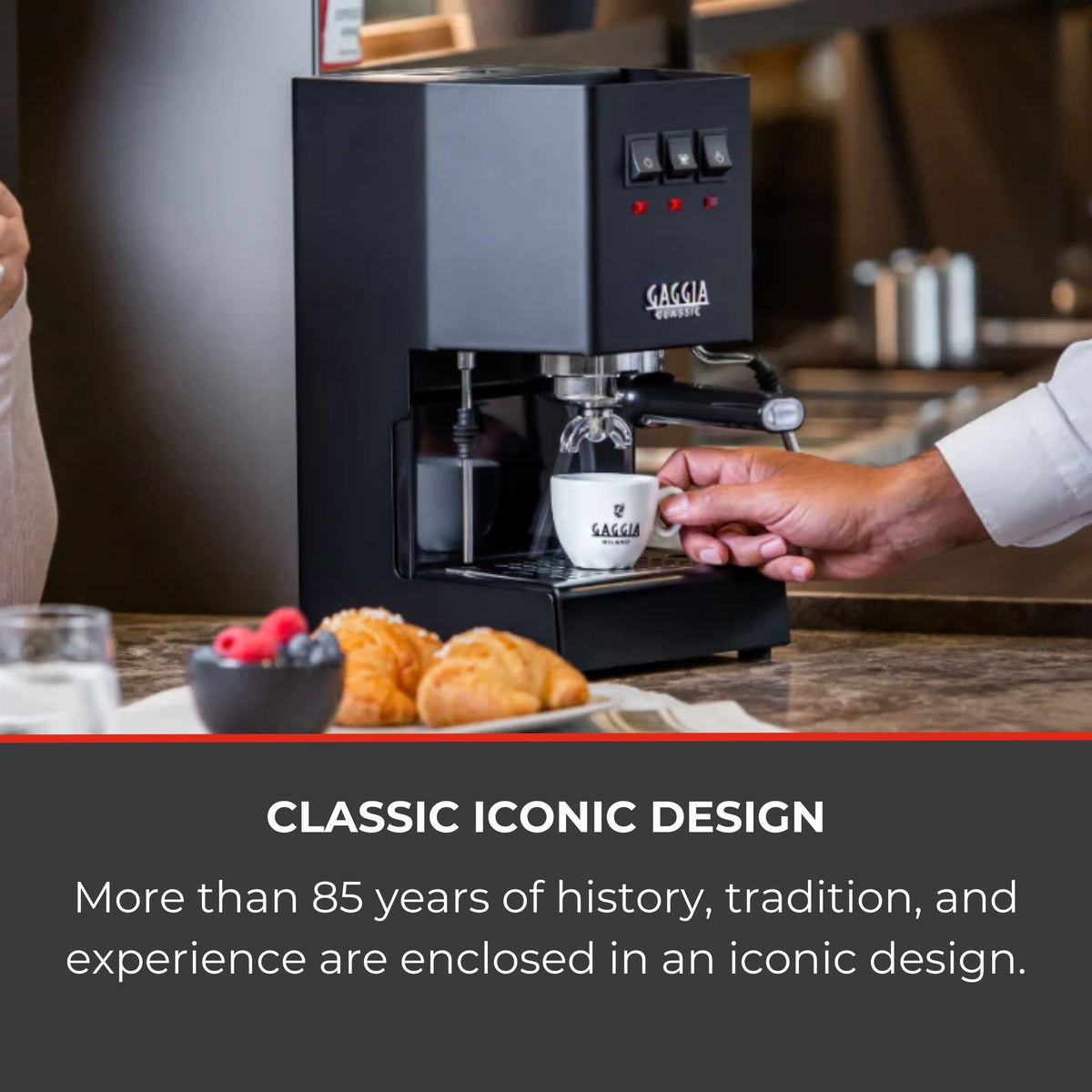 Gaggia Classic Evo Pro top panel featuring intuitive controls for espresso setup.