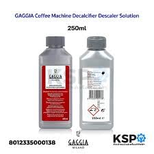 Gaggia descaler pack on kitchen counter, ready for routine maintenance