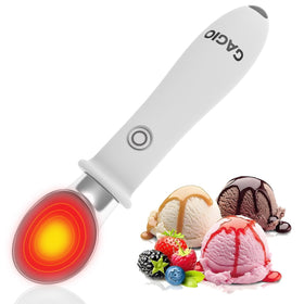 GAGIO heated ice cream scoop head gleaming as it glides through hard ice cream for effortless scooping