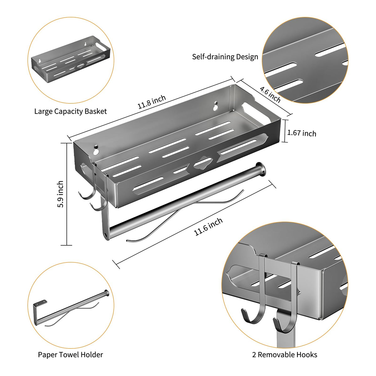GAGUIUP adhesive or screw installation with included hardware