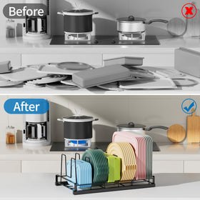 GAGUIUP pots, pans, and lids organized to reduce rummaging.