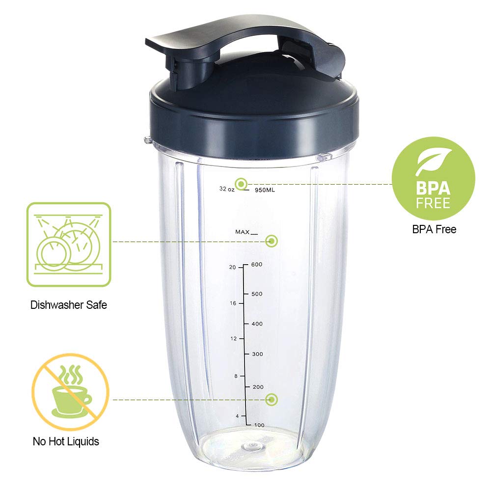 GahsElec Nutribullet 32oz cups dishwasher-safe for quick cleanup after blending