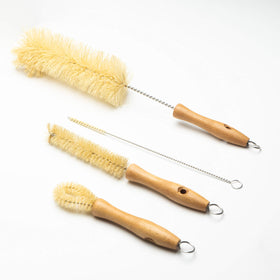 Gaia Guy bottle brush with wood-handle reaches narrow-neck bottles for deep cleaning