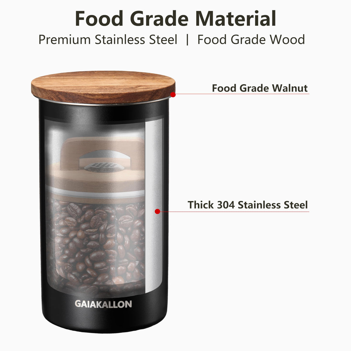 GAIAKALLON 34oz capacity stores 12oz of beans for daily use.