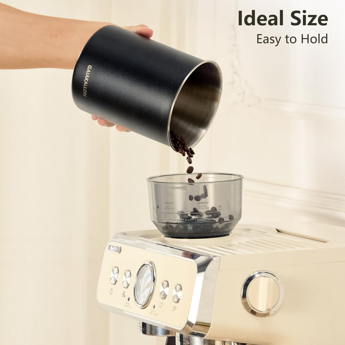 GAIAKALLON 46-oz capacity view shows ample storage for home or travel coffee needs.