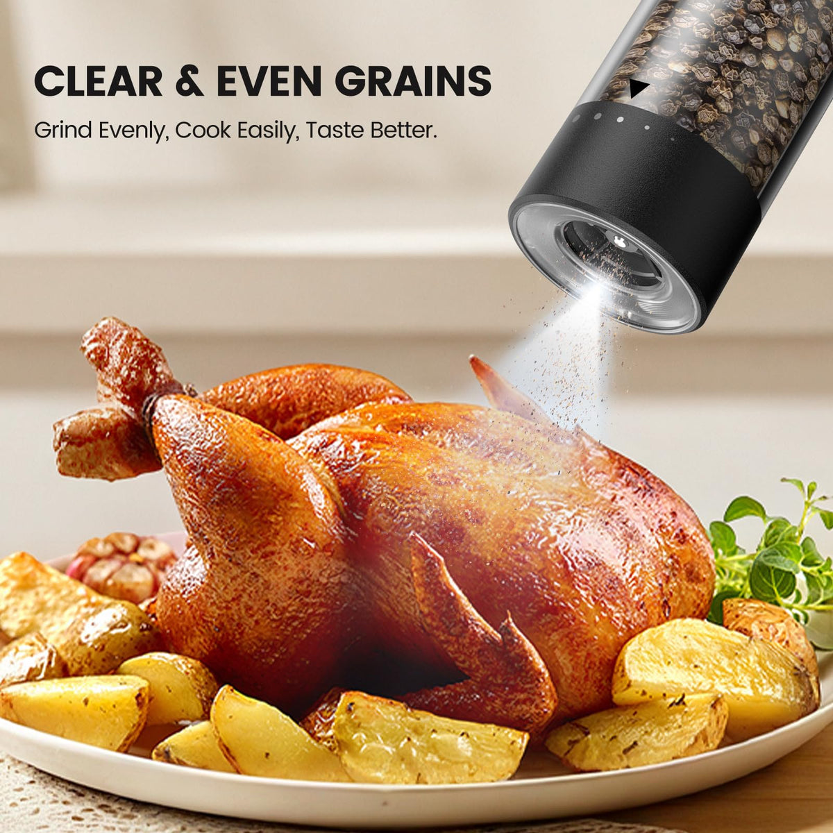 Gaivis built-in LED light aids accurate seasoning in dim environments.