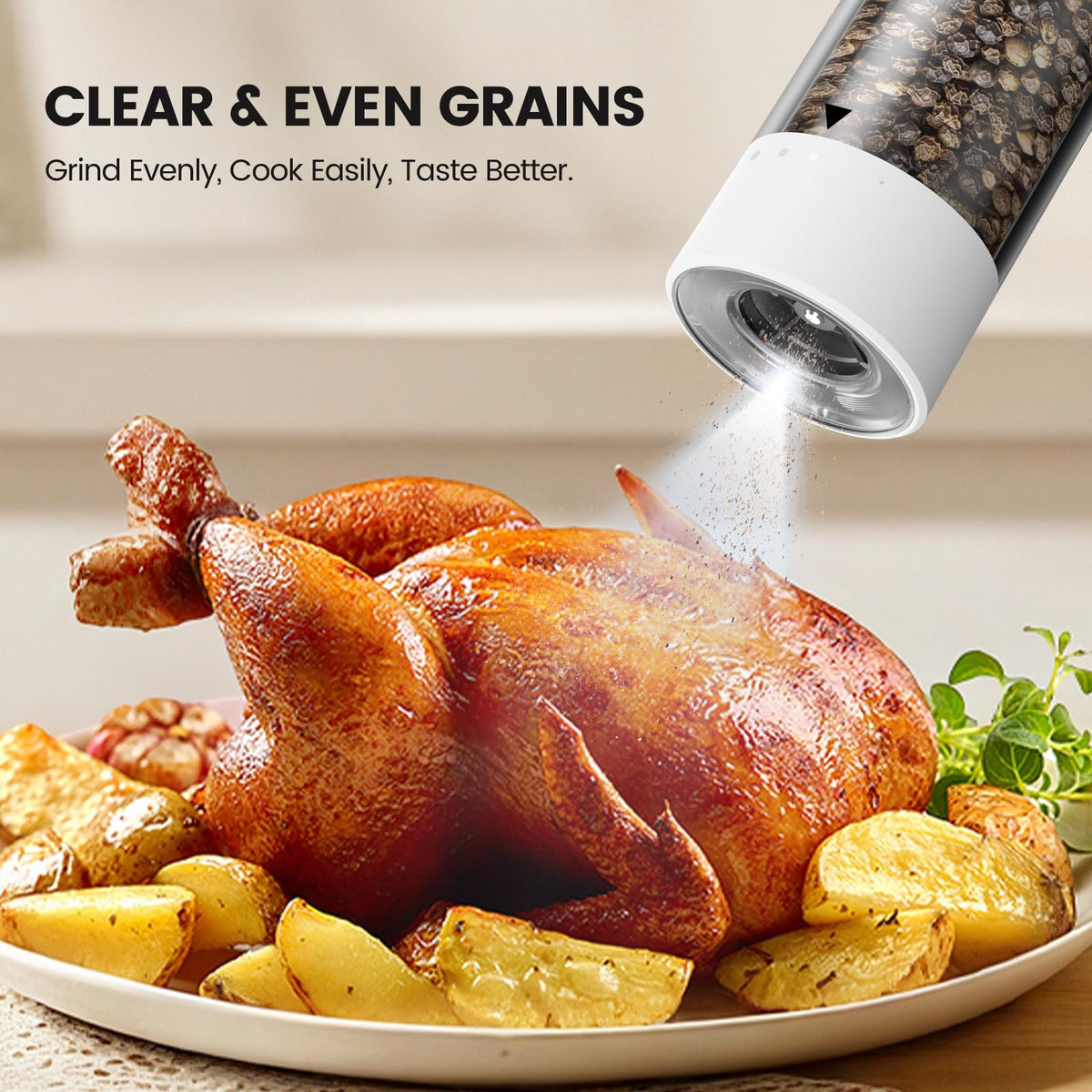 Gaivis grinder with built-in LED light for accurate seasoning