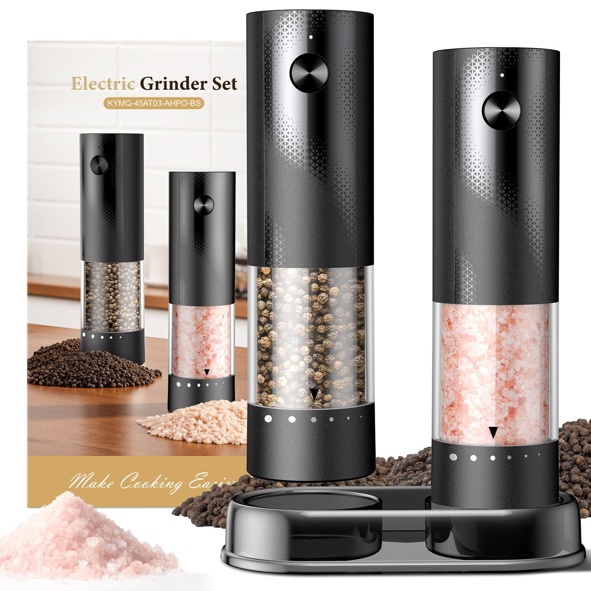 Gaivis electric grinder set with cordless charging for quick, mess-free seasoning.