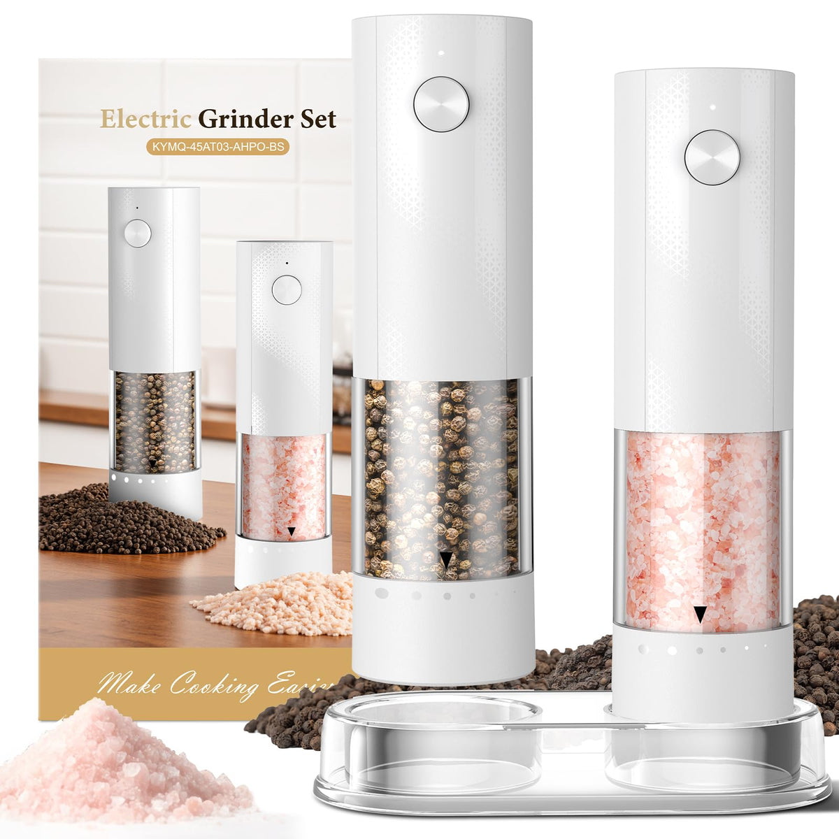 Gaivis electric salt and pepper grinder set charging for convenient on-the-go cooking