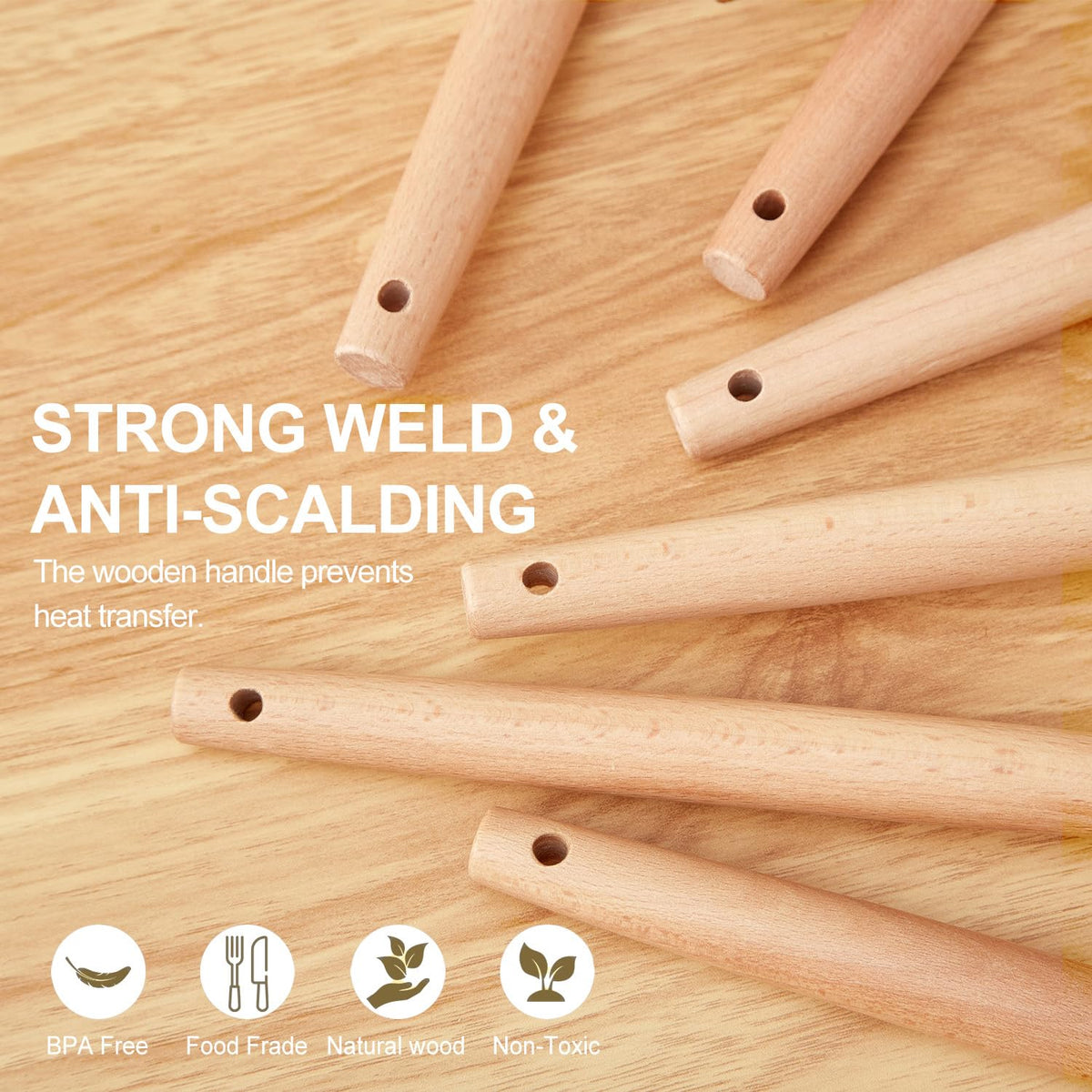 Gaixvny coating-friendly design protects nonstick surfaces during use.