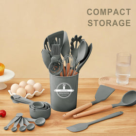 Gaixvny utensil holder and hooks keep tools within reach.