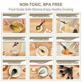 Gaixvny silicone spatula demonstrating flexible, coating-friendly use on nonstick pans.