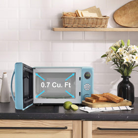 Galanz GLCMKA07BER-07 retro microwave side view fits tight counters while delivering convenient reheating