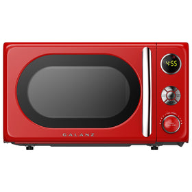 Galanz GLCMKA07RDR front view in retro red for a compact countertop setup