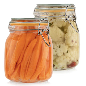 Galashield 32 oz glass jar set with airtight lids for pantry organization.