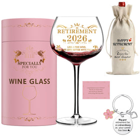 GALOFAY retirement wine glass 16oz with 'Retirement 2026' design for elegant toasts