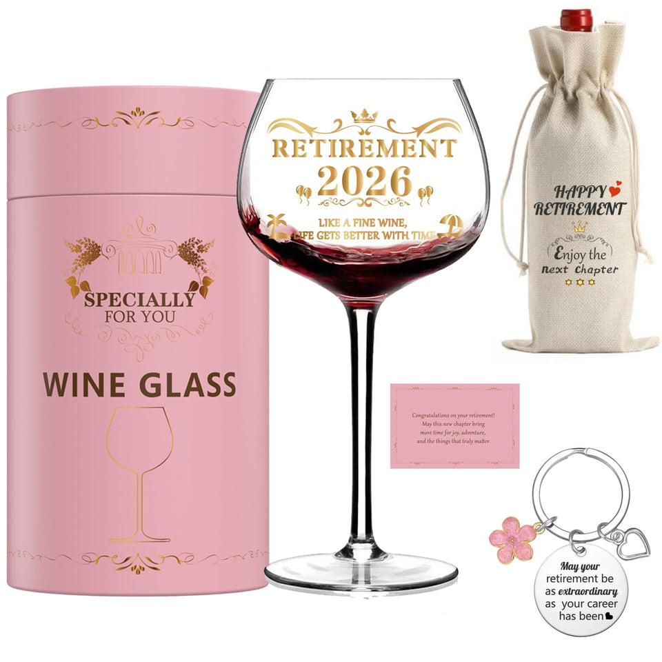 GALOFAY retirement wine glass 16oz with 'Retirement 2026' design for elegant toasts