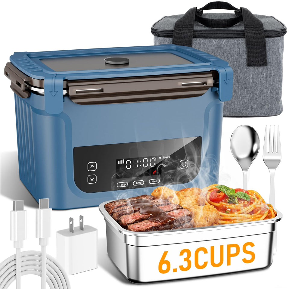 GALOKEO cordless lunch box showing the heating base for on-the-go warmth.