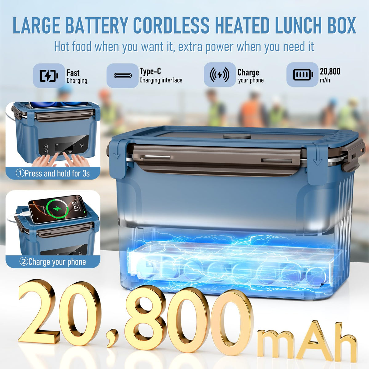 GALOKEO self-heating lunch box preheats for timely hot meals.