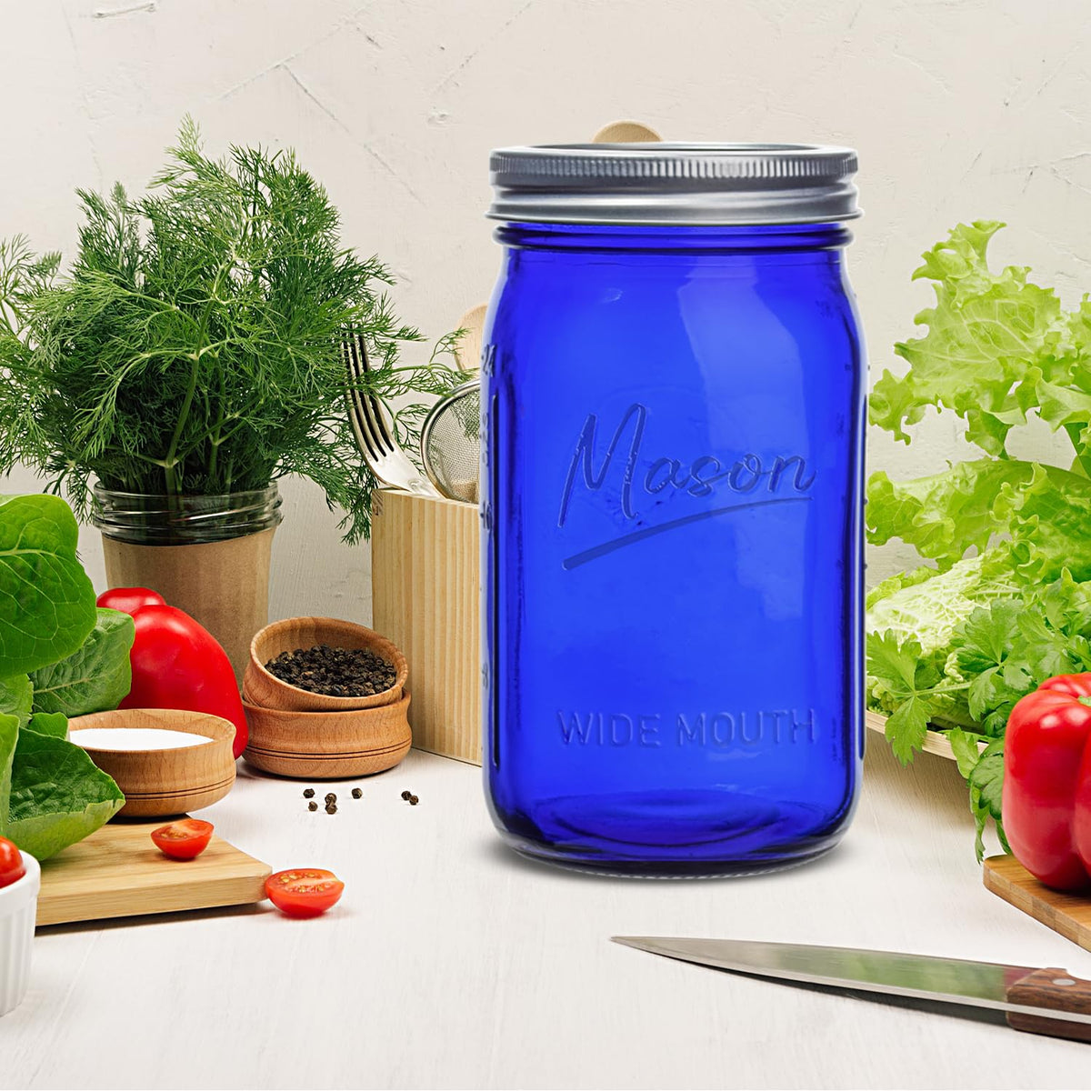 Galssmagic fermenting and pickling jar for kitchen experiments and supplies.