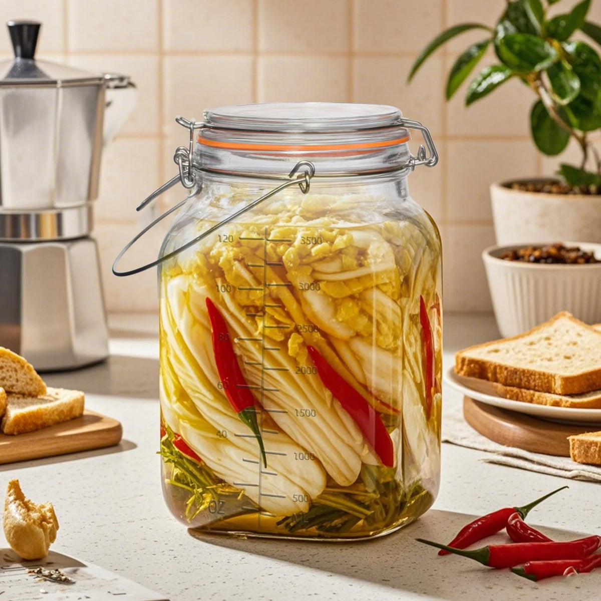 Galssmagic versatile jar for kombucha brewing, canning, and pantry organization.