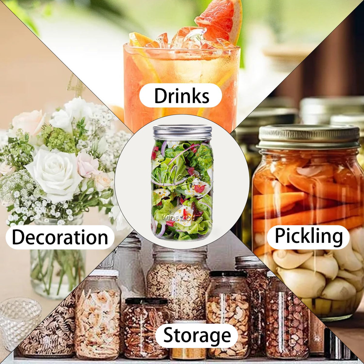 Galssmagic mason jar with airtight lid for pantry organization and gifting.