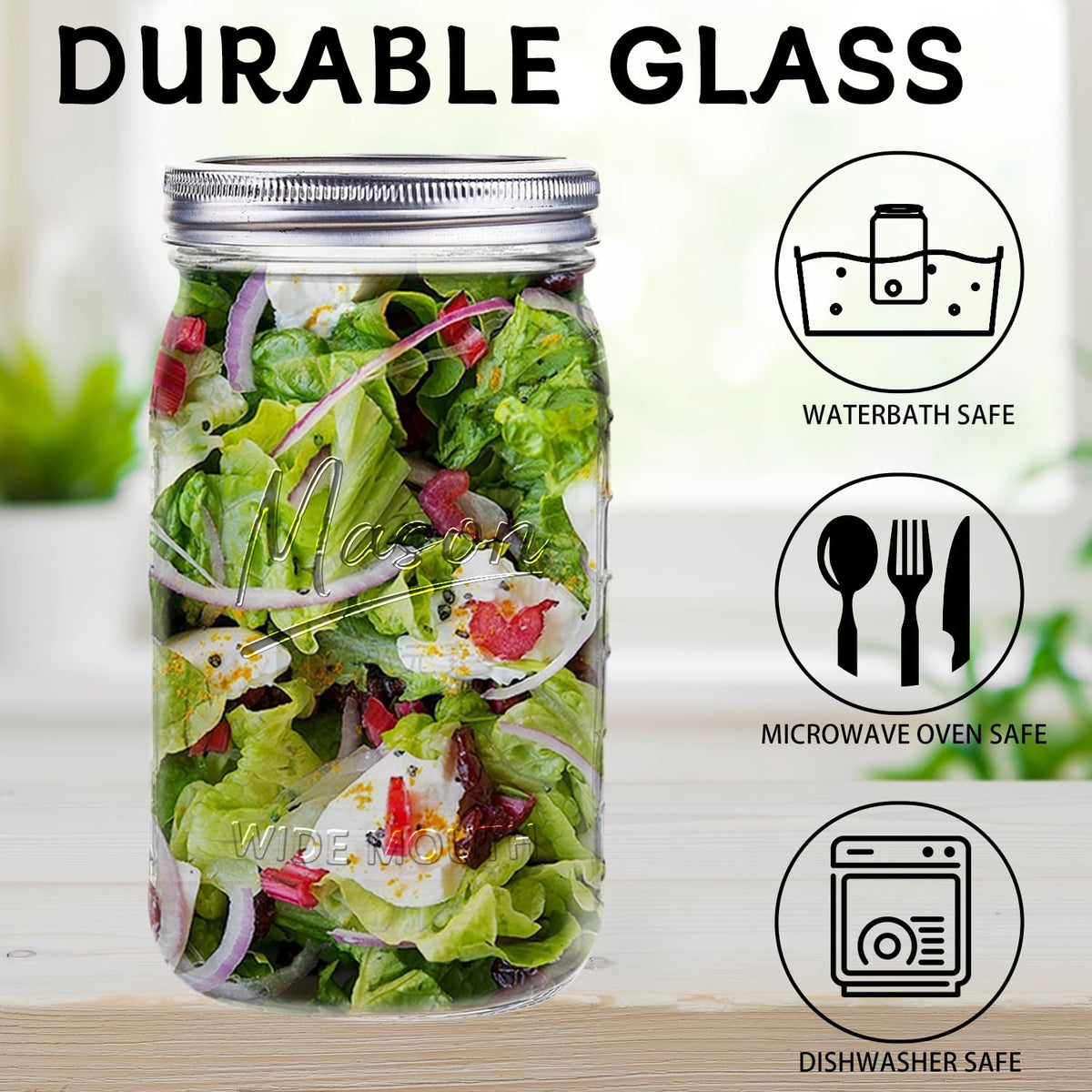 Galssmagic jar 32oz for meal prep, layering salads and overnight oats.