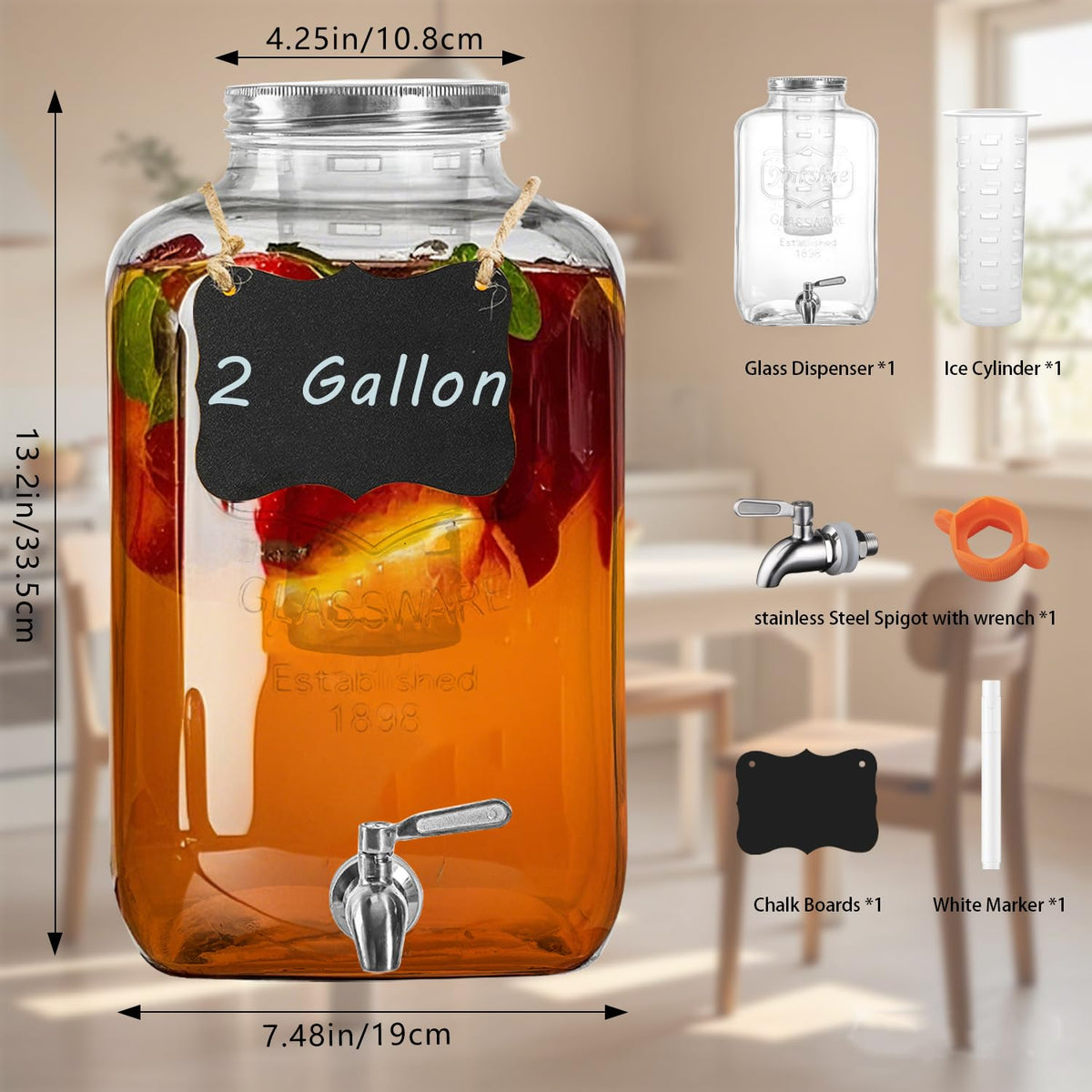 Galssmagic stainless steel spigot ensures smooth pours at gatherings.