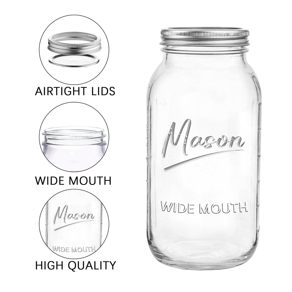 Galssmagic thick glass mason jar ideal for canning and preserving.