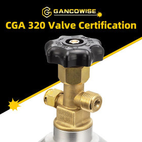Gancowise CGA-320 valve preinstalled for simple regulator attachment.