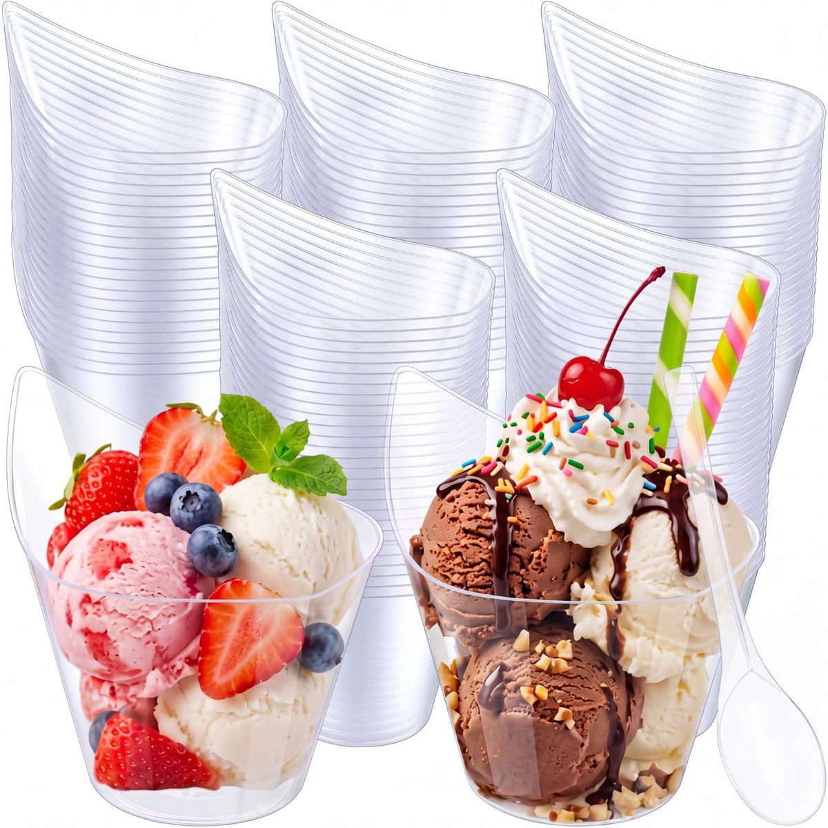 Gandeer 7oz clear dessert cups with crack-resistant plastic for reliable party servings.