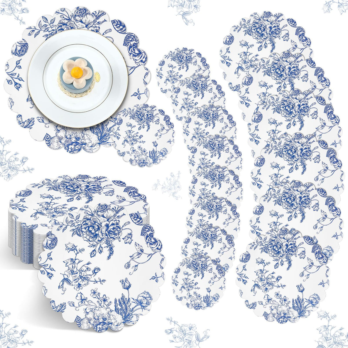 Gandeer blue floral placemats for elegant dining and quick cleanup.