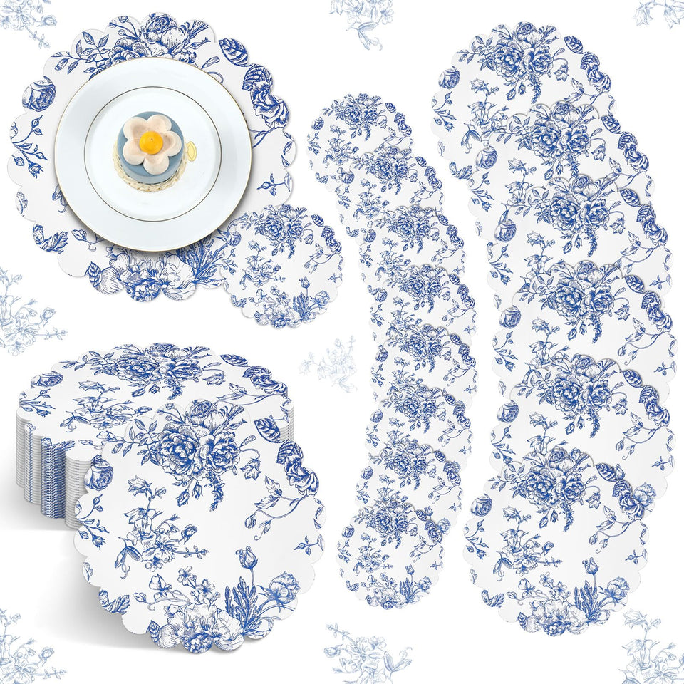 Gandeer blue floral placemats for elegant dining and quick cleanup.
