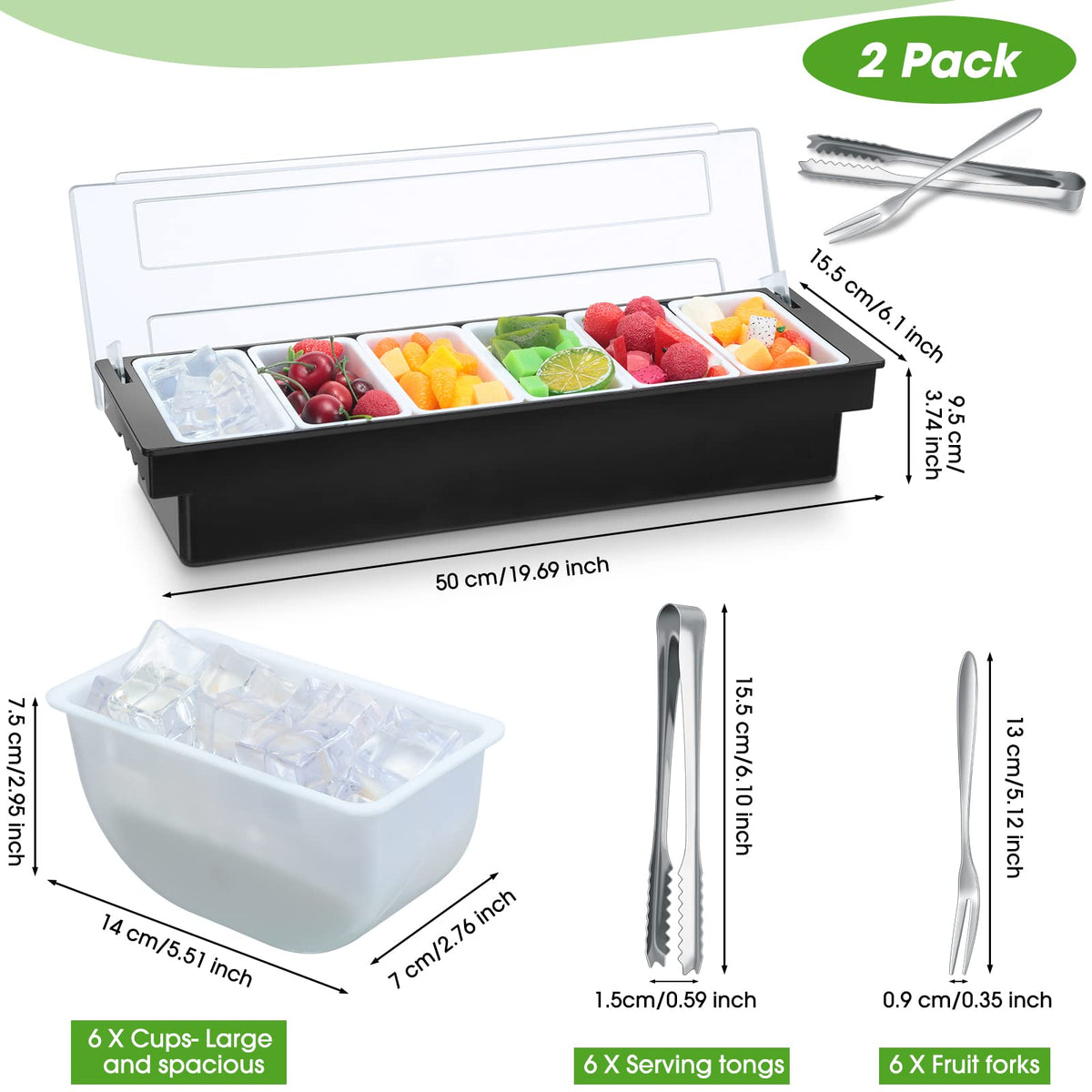Gandeer garnish caddy with lids for tidy serving at parties