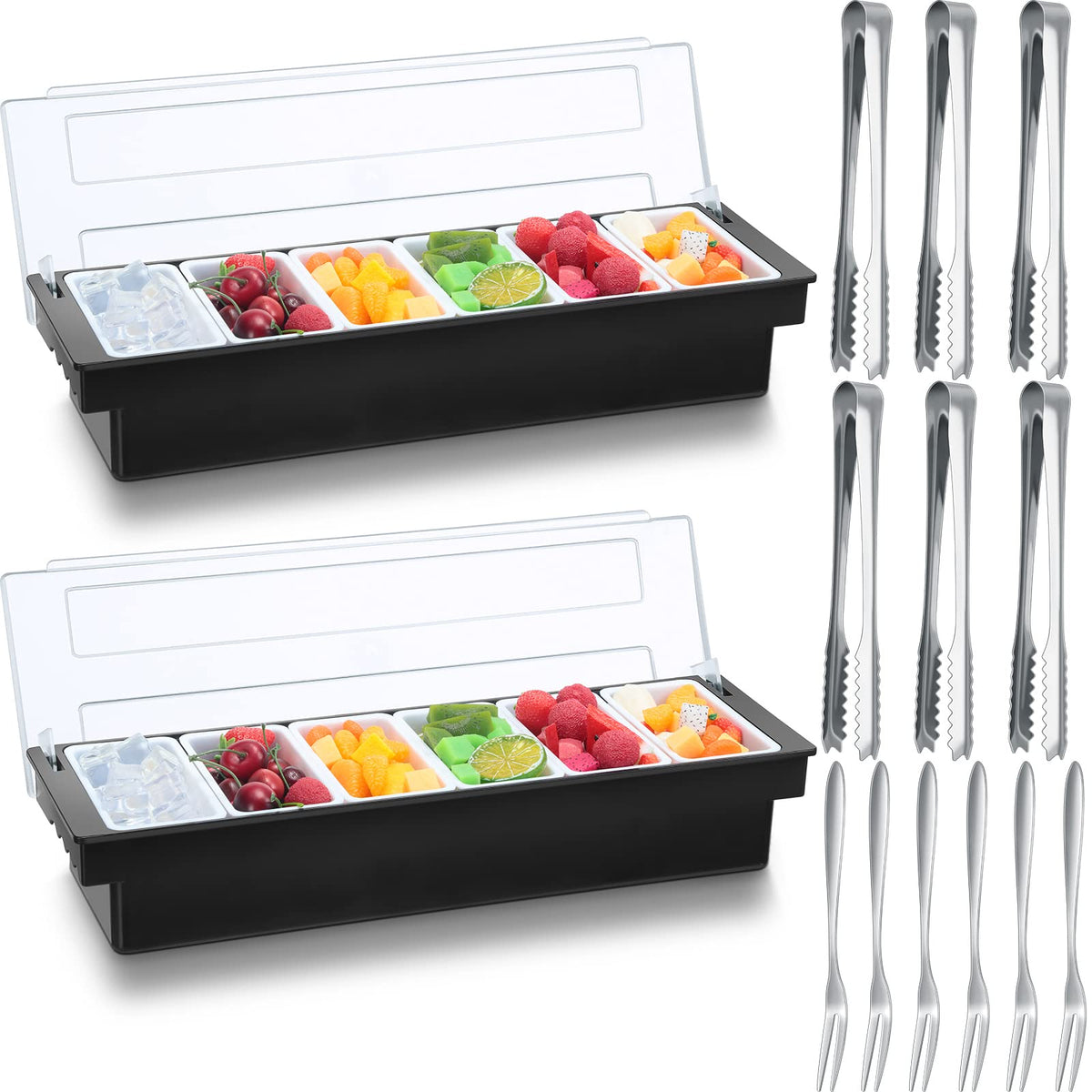 Gandeer ice-cooled garnish tray with six compartments for freshness