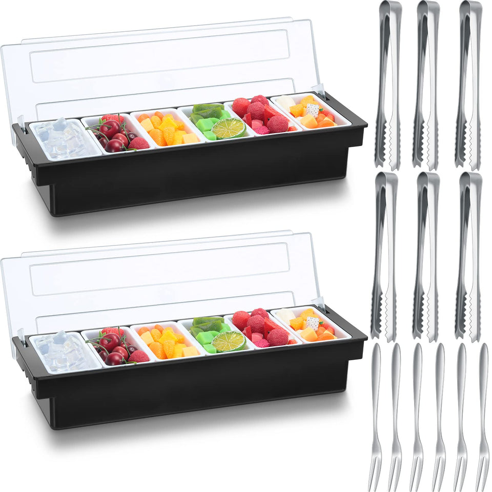 Gandeer ice-cooled garnish tray with six compartments for freshness