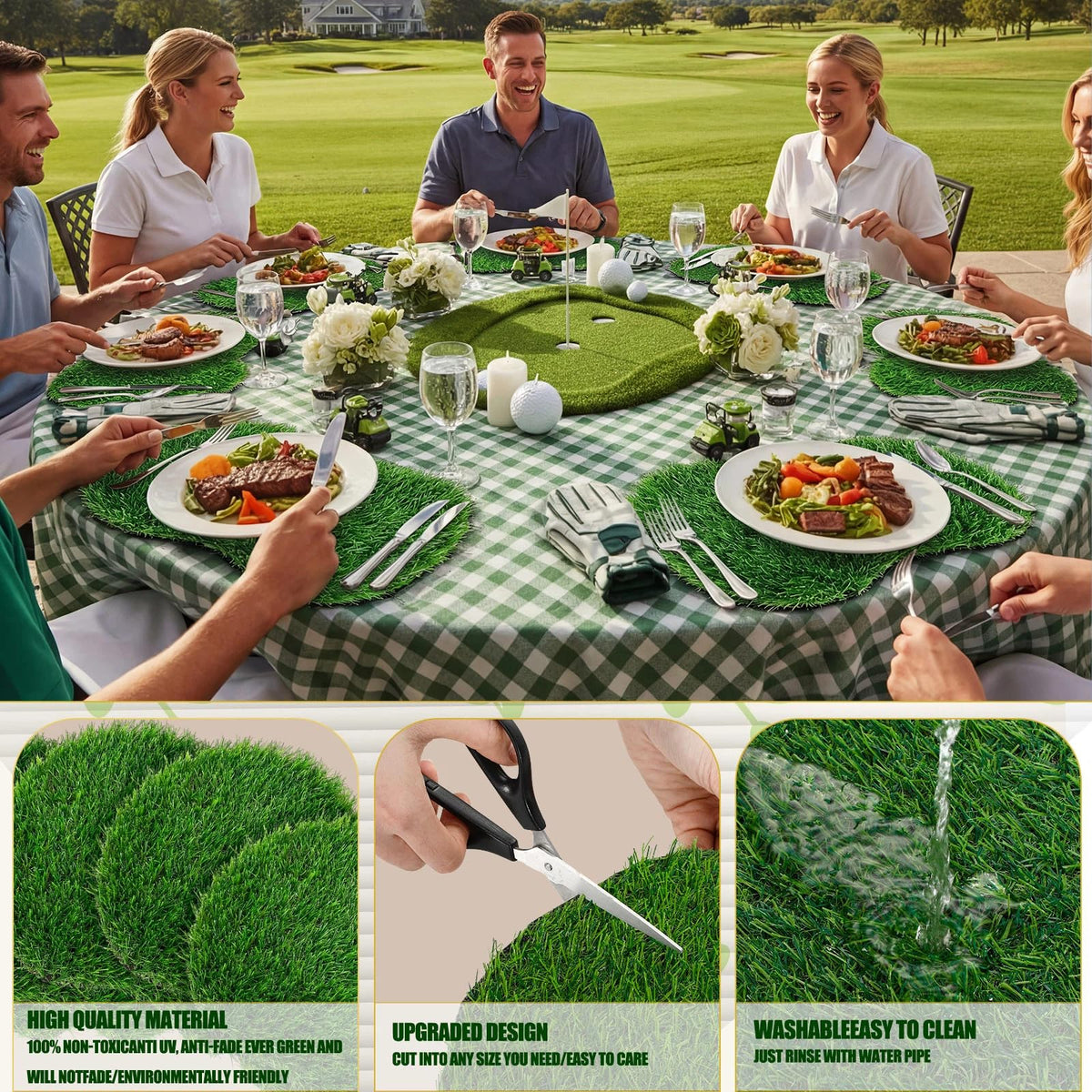 Gandeer indoor-outdoor garden grass placemat for versatile decorating.