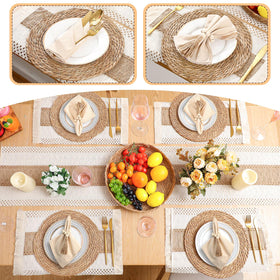 Gandeer long table runner anchors your centerpiece with color.