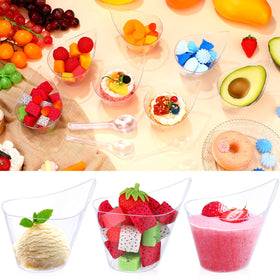 Gandeer parfait cups with spoons ideal for layered yogurts and fruit.