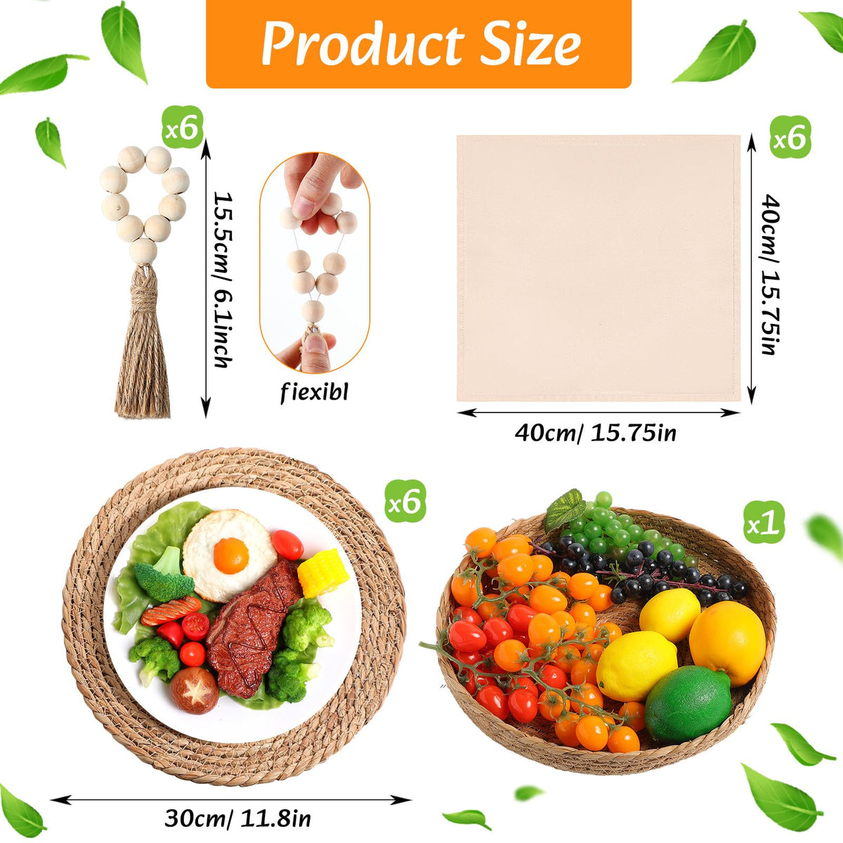 Gandeer round woven placemats provide heat resistance and non-slip grip.