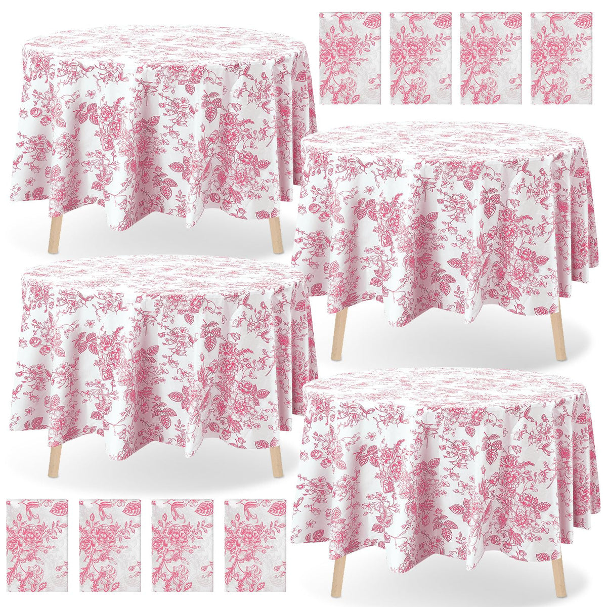 Ganeen pink floral round tablecloth 84inch for festive dining