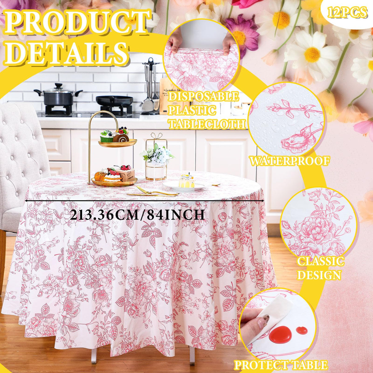 Ganeen pink floral pattern close-up showcasing elegant table decor
