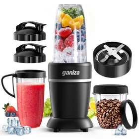 Ganiza Blender with 6-blade cross for smooth ice crushing and nut grinding.