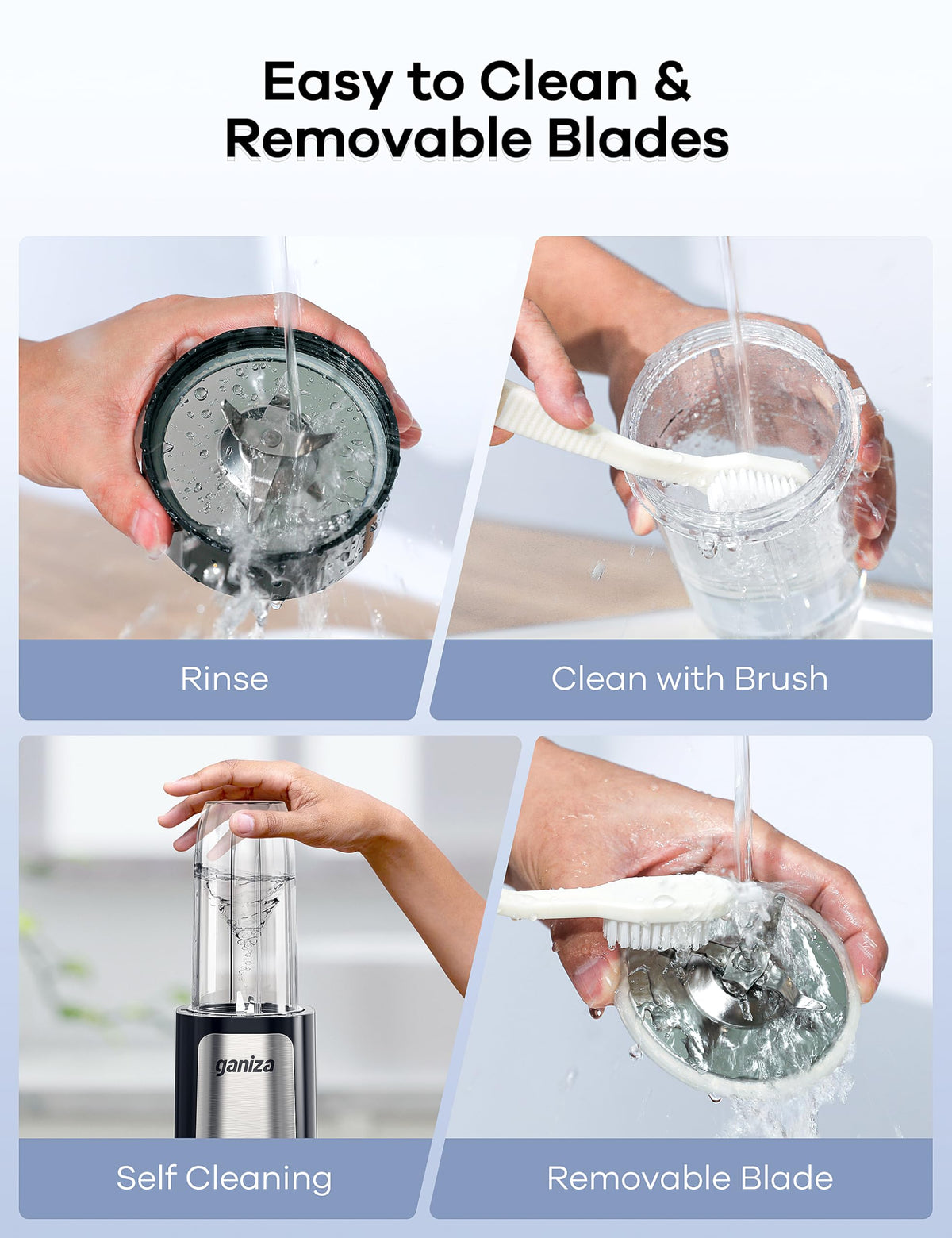 Ganiza stainless steel blades deliver smooth, consistent blends