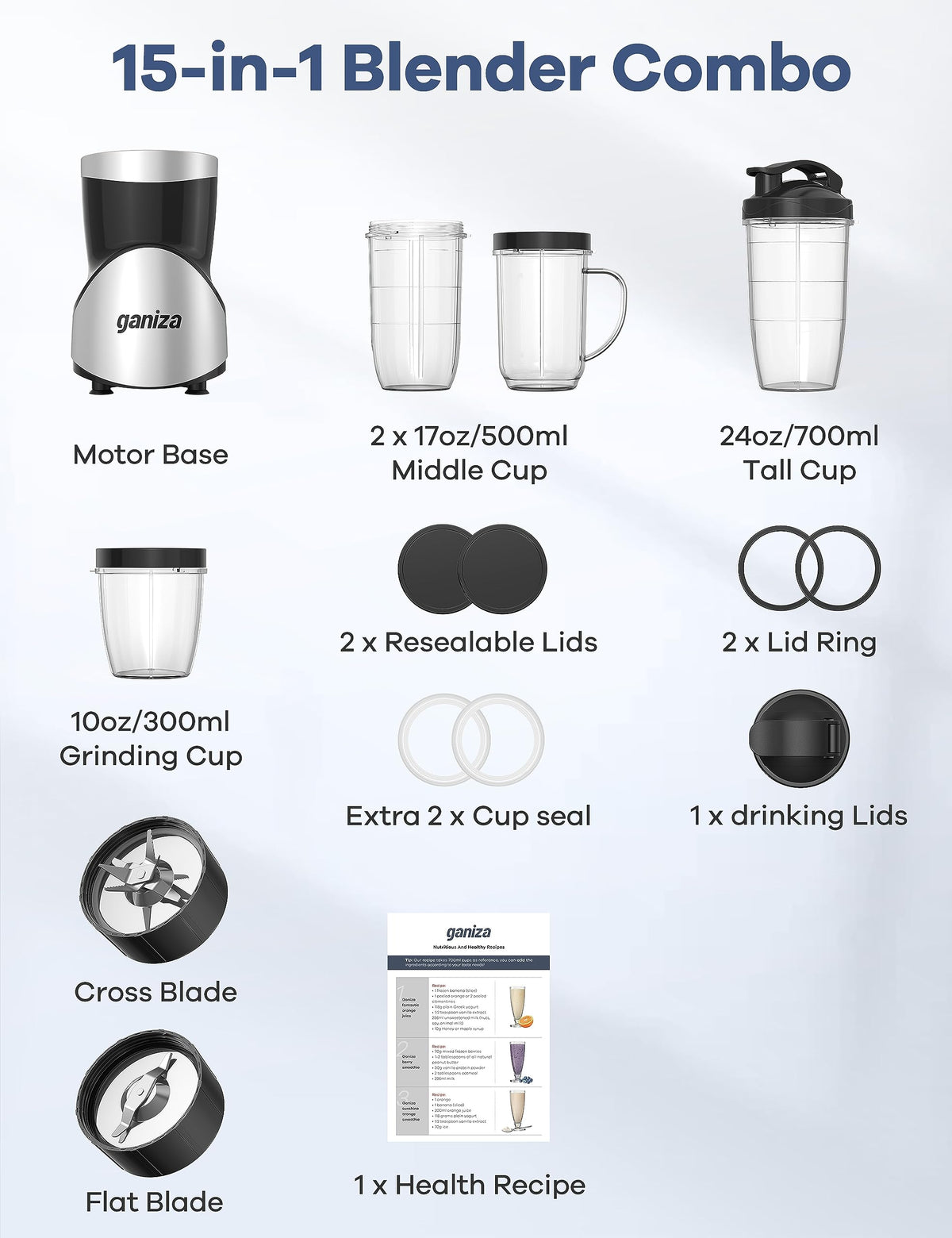 Ganiza easy-clean design makes cleanup quick and dishwasher-safe components save time.
