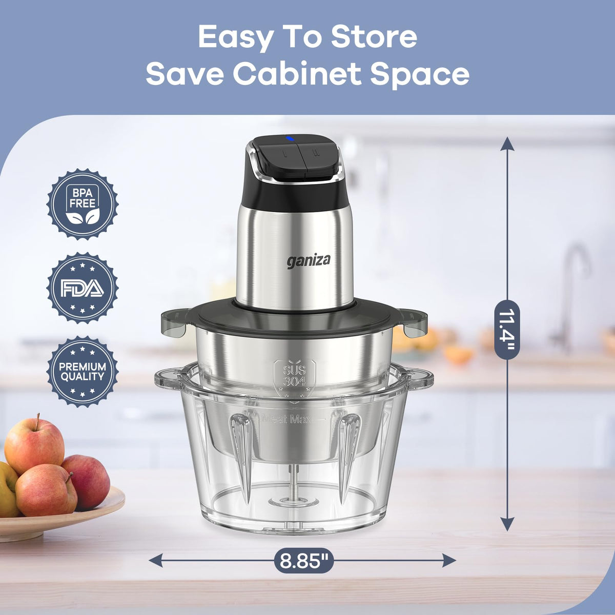 Ganiza Food Processor clean brush simplifies blade cleaning after use