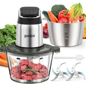 Ganiza Food Processor with glass 8-cup bowl for smooth, even chopping